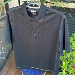 .PRONTO UOMO Men's Polo Black with Tan Stitching - XL